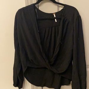 Black deep v neck shirt